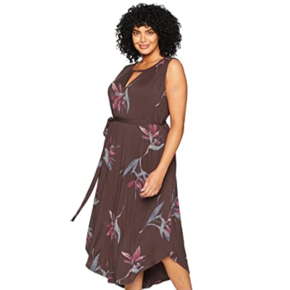 LUCKY BRAND Brown Floral Plus Size 1X Maxi Dress - Picture 1 of 9